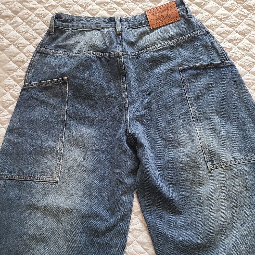 Aelfric Eden UNISEX Y2K-inspired Hip-Hop Bold Wide Leg Relaxed Style Jeans Sz 30 - Picture 2 of 12